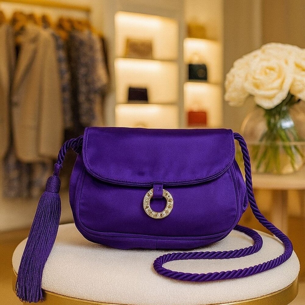 Saks Fifth Avenue‎ Rhinestone Satin Mini Purse Evening Event Special Occasion